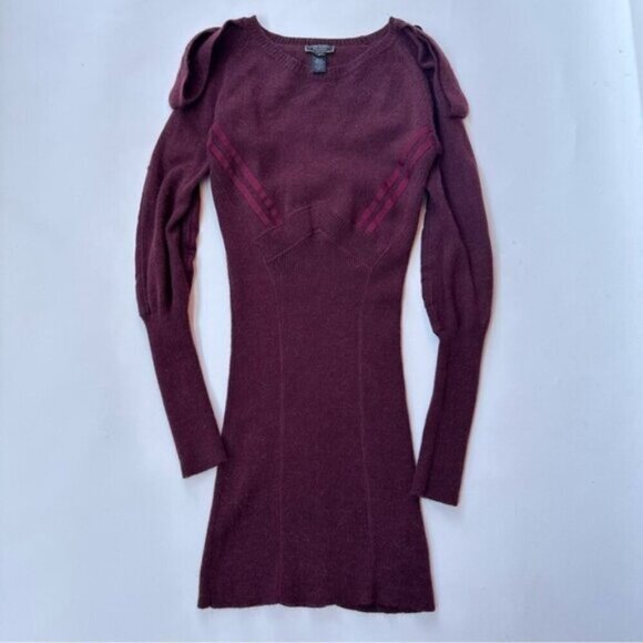 DIESEL Alpaca Wool Blend Burgundy Red Y2K Fitted Knit Ribbed Sweater Dress Small - Picture 14 of 14